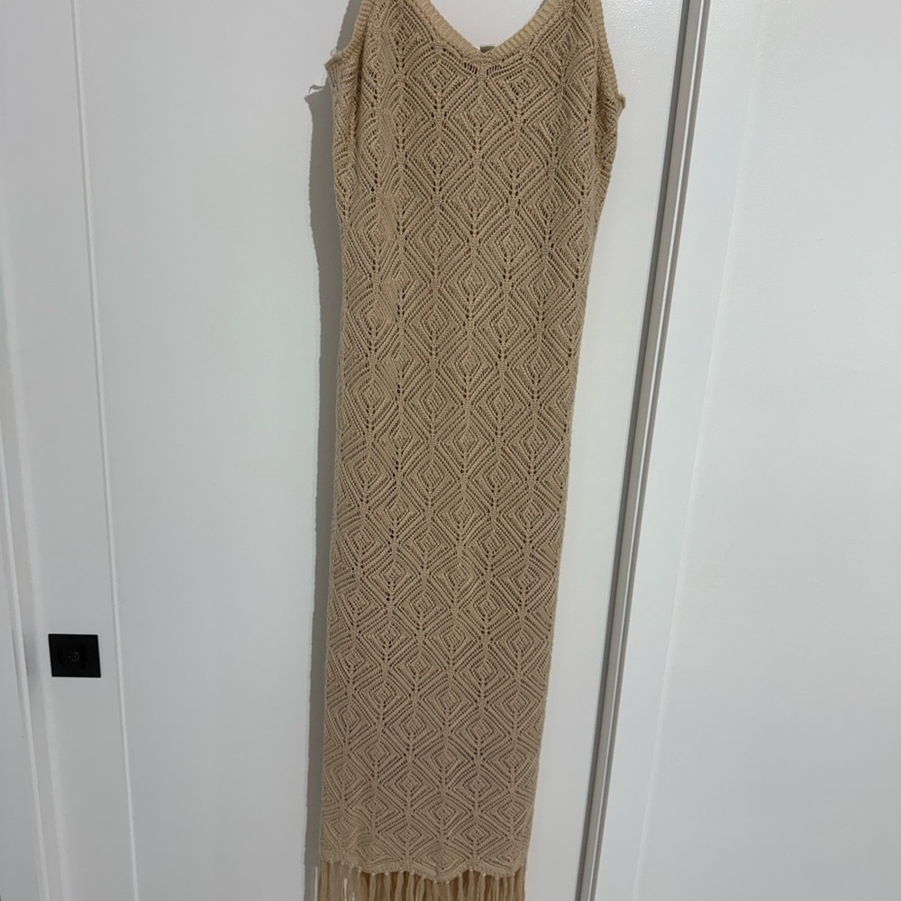 Chic Beige Knit Maxi Dress